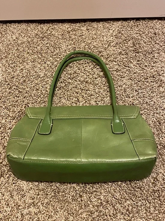 Vintage Giani Bernini Green Leather Buckle Shoulder Bag - Picture 7 of 12